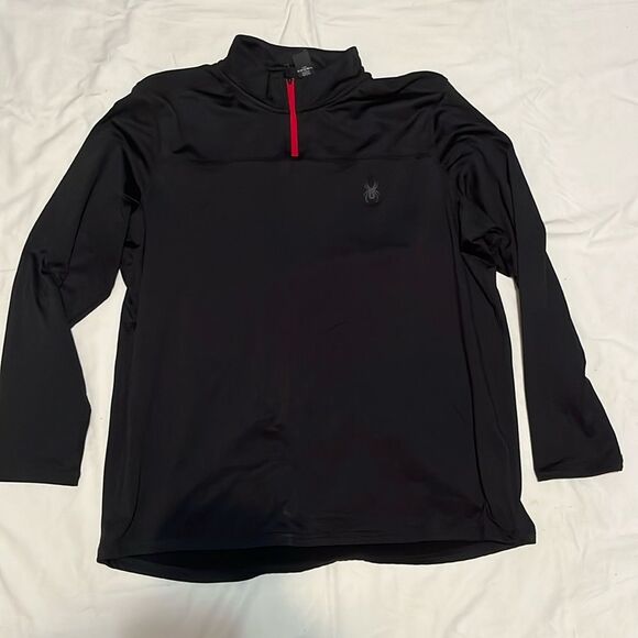 Spyder Mens Black 1/4 Zip Jacket Sweater Pull Over Long Sleeve Mens Size L - Picture 1 of 8